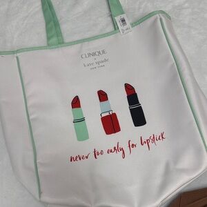 Kate Spade Clinique Cream and Mint Lipstick Tote